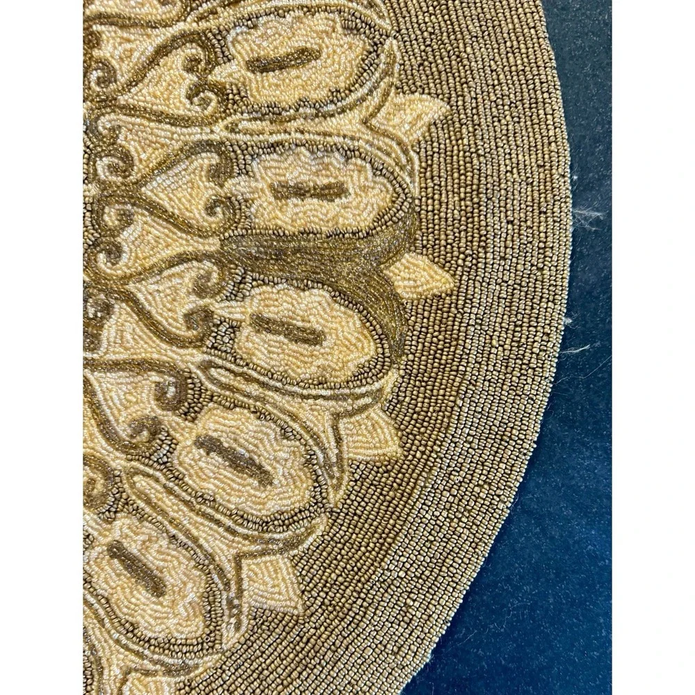 Vintage Victorian Hand Beaded Centerpiece Doily 22